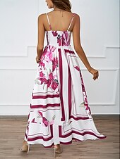 economico Abiti eleganti floreali-Per donna Vestito maxi Abito casual Abiti Boho Chic Boemia stile sveglio Moda Da mare Giornaliero Spiaggia Morbido Floreale Fantasia geometrica Senza maniche Con bretelline Blu Fucsia Estate