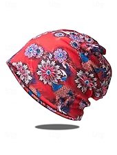 baratos Chapéus Femininos-gorro feminino com estampa floral – leve, macio e respirável para uso casual e atividades ao ar livre