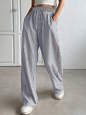 economico Pantaloni-Per donna Chino Di tendenza Streetwear Lunghezza intera Vita alta Banda Tasche Cinturino elastico comodo Morbido Comodo Media elasticità Esterno Strada Nero Blu Estate Primavera Standard