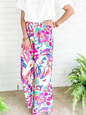 economico gamba larga e vita alta-Per donna Sfacciato Chino Di tendenza Streetwear Lunghezza intera Vita alta Pop art A cordoncino comodo Morbido Comodo Anelastico Esterno Strada Rosa Primavera Autunno Standard