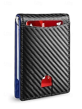 お買い得  ウォレット-男性用 RFID ブロック ウォレット - プレミアム牛革、スリムなデザイン、複数のカード スロット、現金用コンパートメント付き、旅行や日常使用に最適、カラー ブラック オレンジ