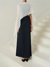 levne černý-Šaty těsného střihu/sloupec večerní šaty elegantní šaty večerní party černá kravata gala délka k podlaze bez rukávů kulatý výstřih odnímatelná bavlněná směs lněný záda s třásněmi šál