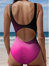 abordables Maillots de bain une pièce-Maillots de bain pour femmes Maillot de bain une pièce Monokini Sans dos Contrôle du ventre Taille haute Slim Vêtements de plage de vacances Floral Col en U sans manches