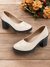 preiswerte Plateau-Pumps-Damenpumps aus Lackleder mit Plateau und dickem Absatz und Brogue-Details, elegante Schuhe im Vintage-Stil fürs Büro, Partys und formelle Anlässe