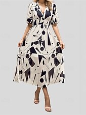 billiga Eleganta blommiga klänningar-Dam Långklänning Maxiklänning Vardagsklänning A linjeklänning Blommig klänning Sommarklänning Elegant Stylish Semester Dagligen Datum Normal Blommig Kortärmad V-hals Svart Rodnande Rosa Blå Grön