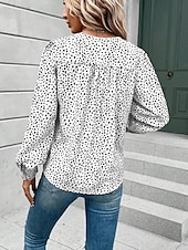abordables Hauts de Travail pour Femmes-Femme Chemise Chemisier Léopard mode Décontractées manche longue Col cranté Hauts réguliers du quotidien Imprimer Blanche Rose Claire Eté Printemps