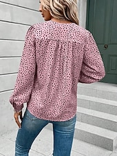abordables Hauts de Travail pour Femmes-Femme Chemise Chemisier Léopard mode Décontractées manche longue Col cranté Hauts réguliers du quotidien Imprimer Blanche Rose Claire Eté Printemps
