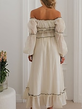 Χαμηλού Κόστους Βασικά Ψεύτικα Φορέματα-Γυναικεία Μακρύ φόρεμα Λινό από ψεύτικο βαμβάκι Φόρεμα καφτάνι Σετ φούστας Μοντέρνα Καθημερινό Καθημερινά ΕΞΩΤΕΡΙΚΟΥ ΧΩΡΟΥ Διακοπές Κανονικό Σκέτο Κοντομάνικο Λαιμόκοψη U Σομόν