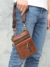 abordables Sacs pour homme-sac à bandoulière vintage marron en cuir véritable pour homme – sac à bandoulière multi-poches pour les voyages, le travail et l&#039;utilisation quotidienne noir marron café