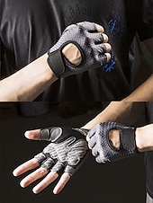 abordables Guantes de hombre-Guantes de ciclismo transpirables de medio dedo con agarre antideslizante: guantes deportivos ligeros y acolchados para hombres y mujeres, perfectos para andar en bicicleta, hacer ejercicio en el gimnasio y actividades al aire libre.