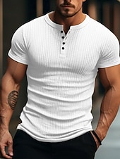 Per uomo Maglia Henley Canotta Muscolare Maglietta a Maglia a Coste Maglietta Maniche Corte Semplice Moda Designer Essenziale Henley Vacanza Streetwear Uscire Estate Verde scuro Maglietta Henley