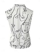 economico Top da Lavoro per Donne-Per donna Camicia Blusa Fantasia geometrica Alfabetico Moda Informale Senza maniche A V Top regolari Giornaliero Stampa Bianco Blu marino Estate Primavera