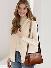 cheap Crossbody Bags-Women&#039;s Vintage Faux Leather Crossbody Shoulder Bag – Elegant and Compact Design with Adjustable Strap, Perfect for Daily Use, Travel, and Casual Outings Black White Brown
