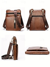 abordables Sacs pour homme-sac à bandoulière vintage marron en cuir véritable pour homme – sac à bandoulière multi-poches pour les voyages, le travail et l&#039;utilisation quotidienne noir marron café