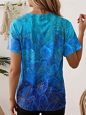 cheap Floral tee-Women&#039;s T Shirt Floral Casual Short Sleeve Round Neck Regular Tops Daily Print Black White Light Green Blue Purple Summer
