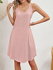 economico Prendisole-Per donna Vestito longuette Abito linea A Abito sottoveste Moda Informale Da mare Giornaliero Standard Liscio Senza maniche Stondata Nero Rosa Verde Estate
