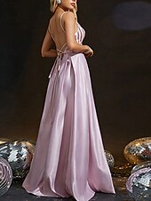 ieftine Rochii de Domnișoare de Onoare-Linia -A Rochie Domnișoară Onoare În V Fără manșon Elegant Lungime Podea Nailon cu Eșarfă / Panglică 2022