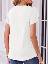 cheap Plain tee-Women&#039;s T Shirt Plain Fashion Modern Casual Short Sleeve Crew Neck Regular Tops Daily Weekend White Wine Summer Spring