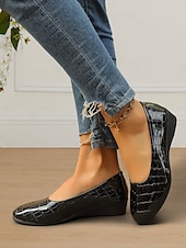 ieftine Pantofi Joși de Damă-pantofi dama din piele lacuita cu model crocodil – pantofi eleganti si confortabili pentru tinuta de birou si ocazii formale