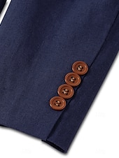 billiga Linne blazer-Maskulin Sportjacka Lin Blazer Mode Avslappnad Sommar Enfärgad Blå Lila Grön Skräddarsydd Passform Enknäppt Två knappar