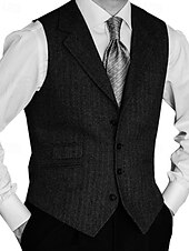 cheap Men&#039;s Vest-Men&#039;s Vest Gilet Vacation Business Daily Date Fashion Casual Spring &amp;  Fall Buttons Pocket Polyester Comfortable Plain Single Breasted One-button Lapel Regular Fit Black Red Burgundy Navy Blue Vest