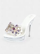cheap Semi-Formal-Women&#039;s Rhinestone Embellished Clear Platform Heels – Glamorous Open-Toe Wedding Shoes for Brides and Evening Events