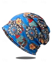 baratos Chapéus Femininos-gorro feminino com estampa floral – leve, macio e respirável para uso casual e atividades ao ar livre