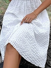 economico Vestiti-Per donna Abito Lungo Maxi Abito Abiti ispirati al lino Abito Bianco Vestito Casual Elegante Casual Boho Vacanza Quotidiano Data Vestibilità regolare Semplice Senza Maniche Scollo a V Bianco Estate