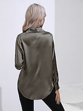 cheap Work Tops-Women&#039;s Shirt Boho Shirt Dressy Tops Plain Casual Boho Long Sleeve Bishop Sleeve Shirt Collar Regular Tops Party Evening Wear Daily Evening Party Glitter Silver Black Yellow Red Royal Blue Summer