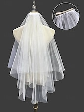 cheap Women&#039;s Hair Accessories-Elegant Two-Layer Bridal Veil with Soft Tulle – Classic Wedding Accessory for Brides, Ideal for Traditional and Formal Weddings