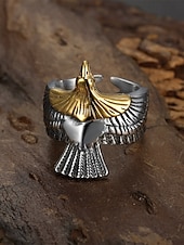 abordables Joyas para hombres-Anillo de águila vintage de plata y oro para hombre: diseño animal atrevido, joyería de acero inoxidable, perfecto para uso informal, fiestas y regalos.