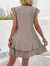 abordables Robes décontractées-Femme Mini robe Robe casual Robe Débardeur mode Décontractées Vacances du quotidien Standard Géométrique Sans Manches Col cranté Noir Kaki Eté