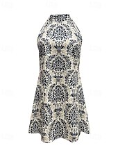 preiswerte Ausgefallene Kleider-Damen Minikleid Casual kleid Sommerkleid Boho-Kleid Elegant Hawaiianisch Stilvoll Urlaub Täglich Verabredung Regular Fit Blumen Ärmellos Halfterhals Khaki Sommer