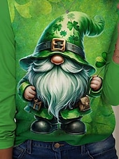 halpa St Patrick&amp;#39;s T-paidat-Pyhän Patrickin päivän naisten t-paita apila vapaa-ajalle pitkähihaisella pyöreällä kauluksella tavalliset paidat päivittäinen printti vihreä kevät syksy
