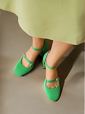 economico Anni &amp;#39;50-scarpe da donna con tacco a blocco mary jane retrò – pelle verniciata verde brillante con cinturini regolabili, perfette per ufficio, feste e outfit casual