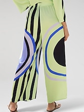 levne Kalhoty-Dámské Kalhoty Volný Rovné Plná délka Moderní soudobé Plážový styl Denní nošení Dovolená Multi Color Jaro léto XS S M
