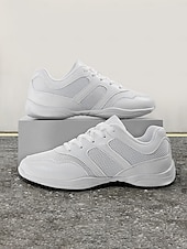billige Sneakers til kvinner-kvinners hvite netting-snøresko – lette og komfortable dansesko
