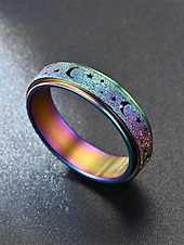 economico Gioielli da uomo-anello spinner da uomo con design a luna e stelle – regolabile, in acciaio inossidabile e che cambia colore, ideale per alleviare lo stress e per l&#039;abbigliamento casual