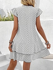 abordables Robes décontractées-Femme Mini robe Robe casual Robe Débardeur mode Décontractées Vacances du quotidien Standard Géométrique Sans Manches Col cranté Noir Kaki Eté