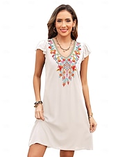 economico Abiti boho-San Valentino Per donna Normale Mini abito Abiti Boho Chic Abito linea A Abito boho Boemia Moda Classico Ad aletta Freddezza Da mare Feste Giornaliero Adattabile Fantasia geometrica Liscio Senza