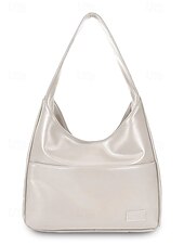 cheap Handbag &amp; Totes-Women&#039;s Faux Leather Hobo Shoulder Bag – Minimalist Casual Design for Daily Use and Work Color Black White Brown