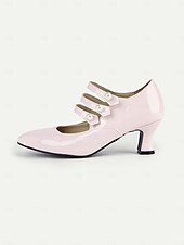 preiswerte 1930er Jahre-Damen-Pumps aus Lackleder im Mary-Jane-Stil – Vintage-Pumps mit mittelhohem Absatz und Perlenriemen, elegante Schuhe für Hochzeiten und formelle Anlässe