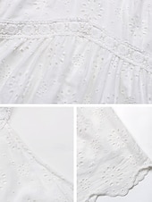 preiswerte Weiße Spitzenkleider-Damen Minikleid Weißes Kleid Freizeitkleid Boho-Kleid Basic Lässig Urlaub Täglich Normale Passform Einfach Ärmellos Neckholder Weiß Sommer