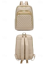 お買い得  ファッションバックパック-ダブルジッパー、ゴールドトリム、調節可能なストラップ付きのベージュキルティングレディースバックパック - スタイリッシュで実用的なレディースバックパック、仕事、学校、またはカジュアルな外出に最適 ブラック ピンク ブラウン
