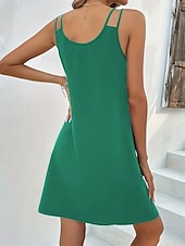 preiswerte Einfaches Kleid-Damen Mini Kleid T-Shirt Kleid Tee Kleid Shift Kleid Slip Kleid Lässig Urlaub Lässig Täglich Reguläre Passform Grafik Ärmellos V-Ausschnitt Schwarz Rosa Staubiges Rosa Helllila Sommer