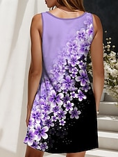 economico Abiti floreali-Abito Mini da Donna Abito Informale Abito Petite Abito Sundress Abito Estivo Elegante Vacanza Casual Quotidiana Festiva Regolare Fit Ombre Floreale Senza Maniche V Collo Viola Estate Primavera