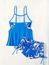 preiswerte Tankinis-Damen Badeanzug Tankini 2 Stück Junge Bein Bademode Rückenfrei Hohe Taillenlinie Urlaub Strandbekleidung Farbblock Rundhalsausschnitt Ärmellos Badeanzüge