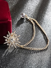 voordelige Heren dassen en vlinderdassen-elegante kristallen ster revers speld met gouden kettingen – stijlvolle broche voor mannen en vrouwen, perfect voor pakken, bruiloften en formele gelegenheden