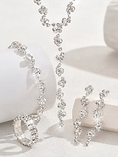 cheap Women&#039;s Necklace-Gold Rhinestone Jewelry Set – Elegant Necklace, Bracelet, and Ring Set for Women, Perfect for Formal Events, Weddings and Special Occasions