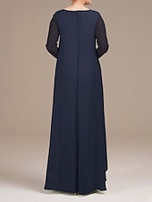 preiswerte Mit Jacke-Zweiteiliges Kleid Mutter der Braut Elegant Vintage Einfach Rundhals Bodenlänge Chiffon Langarm Jackenkleider mit einfarbig